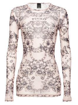 Long-sleeved top in  tattoo print