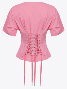 T-shirt in cotone con stringhe - 3