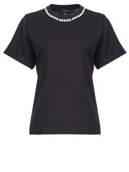 T-shirt con cristalli a collana