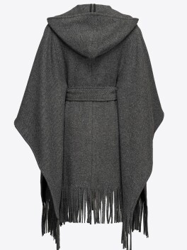 Mantella con cappuccio e frange - 3
