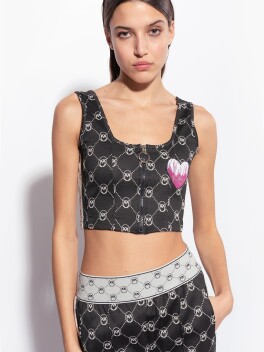 Crop top in maglia jacquard monogram - 3