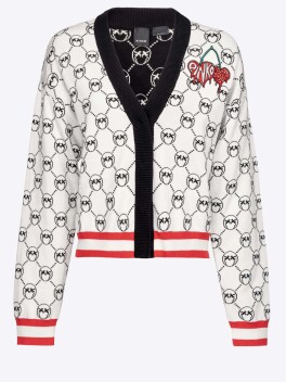 Cardigan tubico in jacquard monogarm - 3