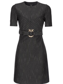 Mini dress gessato con cintura