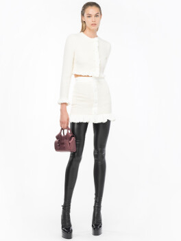 Giacca corta tweed con rouches - 3