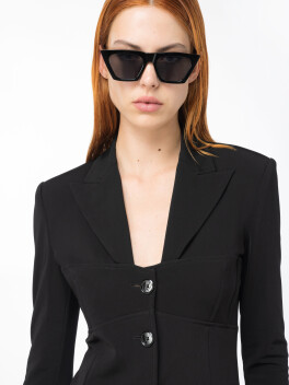 Blazer in tessuto tecnico fluido con impunture - 3