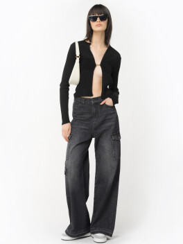 Cardigan aperto in maglia a costine - 3