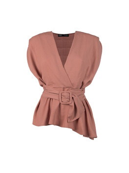 Blusa incrociata con cintura