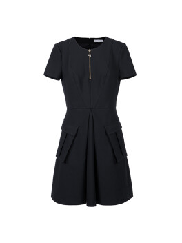 Half-sleeved dress with zip