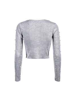 Short cardigan with pearls - 3