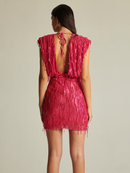 Mini dress con frange di paillettes - 3