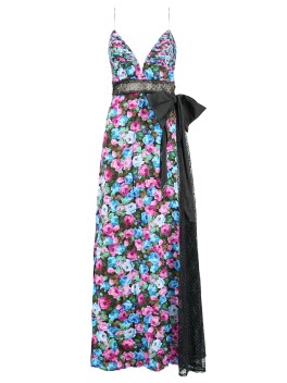 Maxi dress stampa floreale con pizzo