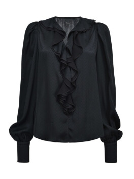 Fluid chevron jacquard blouse with ruffles