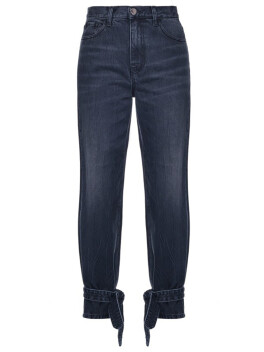 Jeans modello Mom con legacci alla caviglia