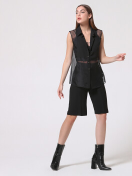 Camicia trasparente con bottoni gioiello