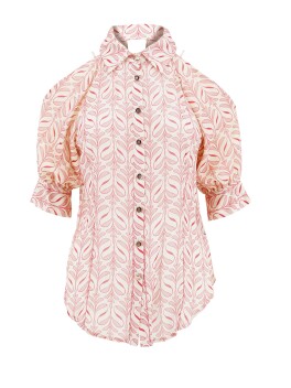 Camicia con oblò sulle spalle fantasia decò