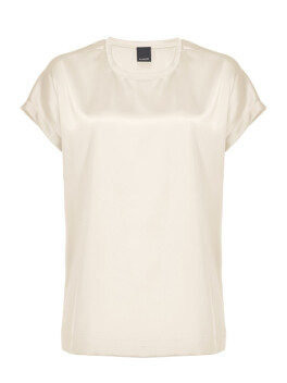 Short-sleeved blouse in silk satin
