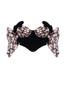 Crop top effetto bustier fantasia floreale