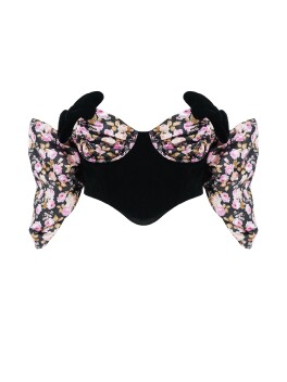 Crop top effetto bustier fantasia floreale