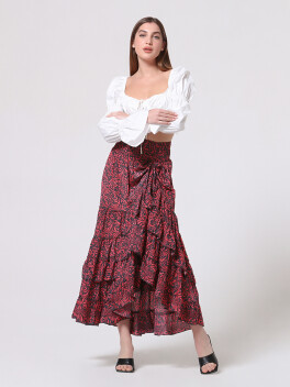 Long skirt handmade in indian silk - 3