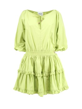 Flounced dress in 100% cotton