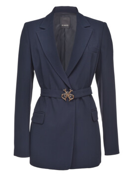 Long blazer with logoed belt