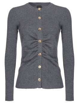 Fitted ribbed wool cardigan