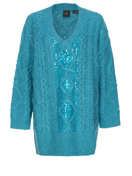 Maxi vestito in maglia multitreccia con paillettes