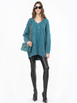 Multi-braid knitted maxi dress with sequins - 3