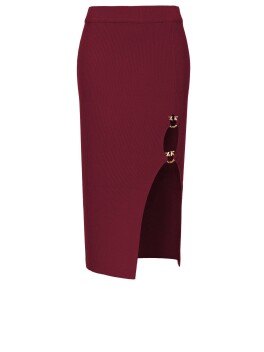 Ribbed stretch wool skirt with cut out