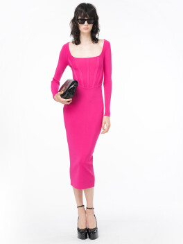 Midi dress with vanisé workmanship - 3