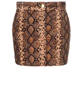 Snake print velvet mini skirt