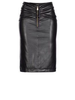 Leather-effect sheath midi skirt