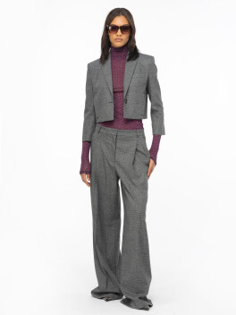 Prince of Wales flannel palazzo trousers - 3