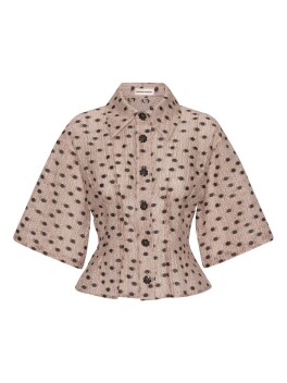 Camicia fantasia pois con bottoni gioiello