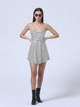 Sequined mini dress with bustier - 3