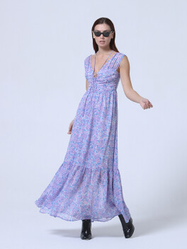 Vestito lungo fantasia floreale - 3