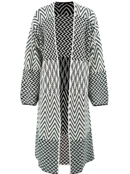 Long geometric pattern cardigan