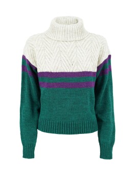 High neck sweater in wool and alpaca