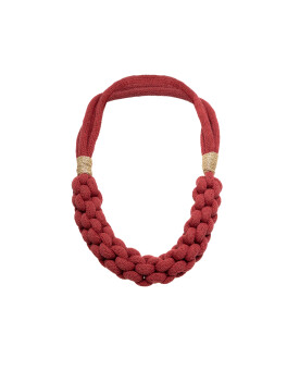 Braided necklace with golden inserts