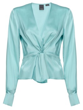 Silk blouse with front crossover