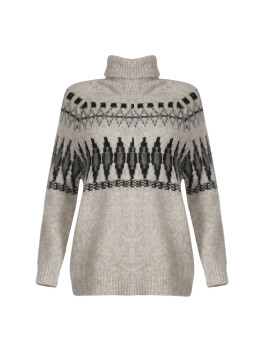 Geometric patterned turtleneck sweater