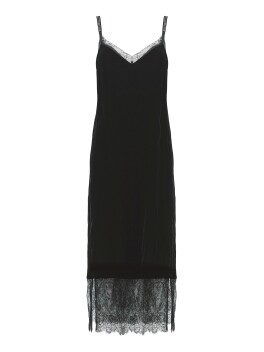 Slip dress in velvet and lace