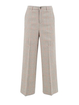 Check patterned cropped trousers