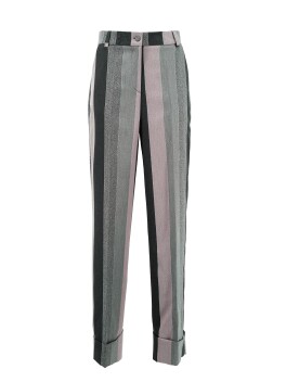 Contrasting maxi-striped lurex trousers