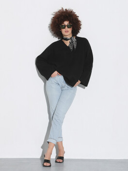 Maglione scollo a V in lana merinos extrafine - 3