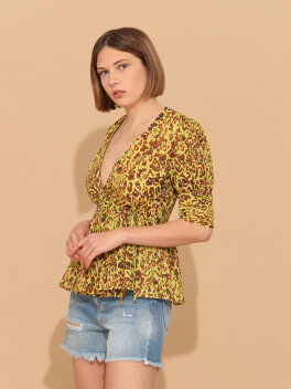 Blusa in ramiè stampa macula - 3