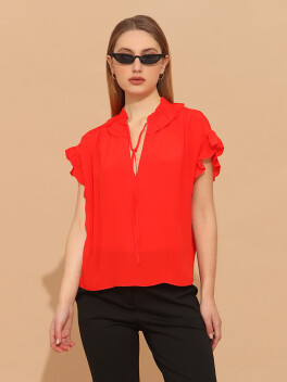 Sleeveless blouse with ruffles - 3