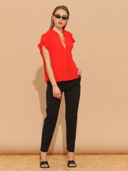 Cigarette-fit trousers with scuba effect - 3