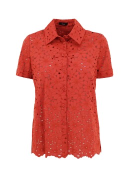 Perforated macramé lace shirt