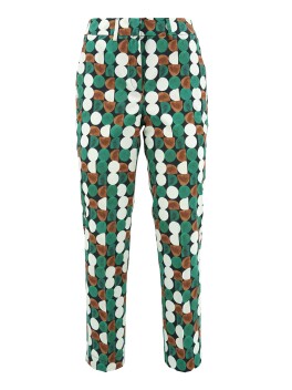 Micro polka dot patterned cotton trousers
